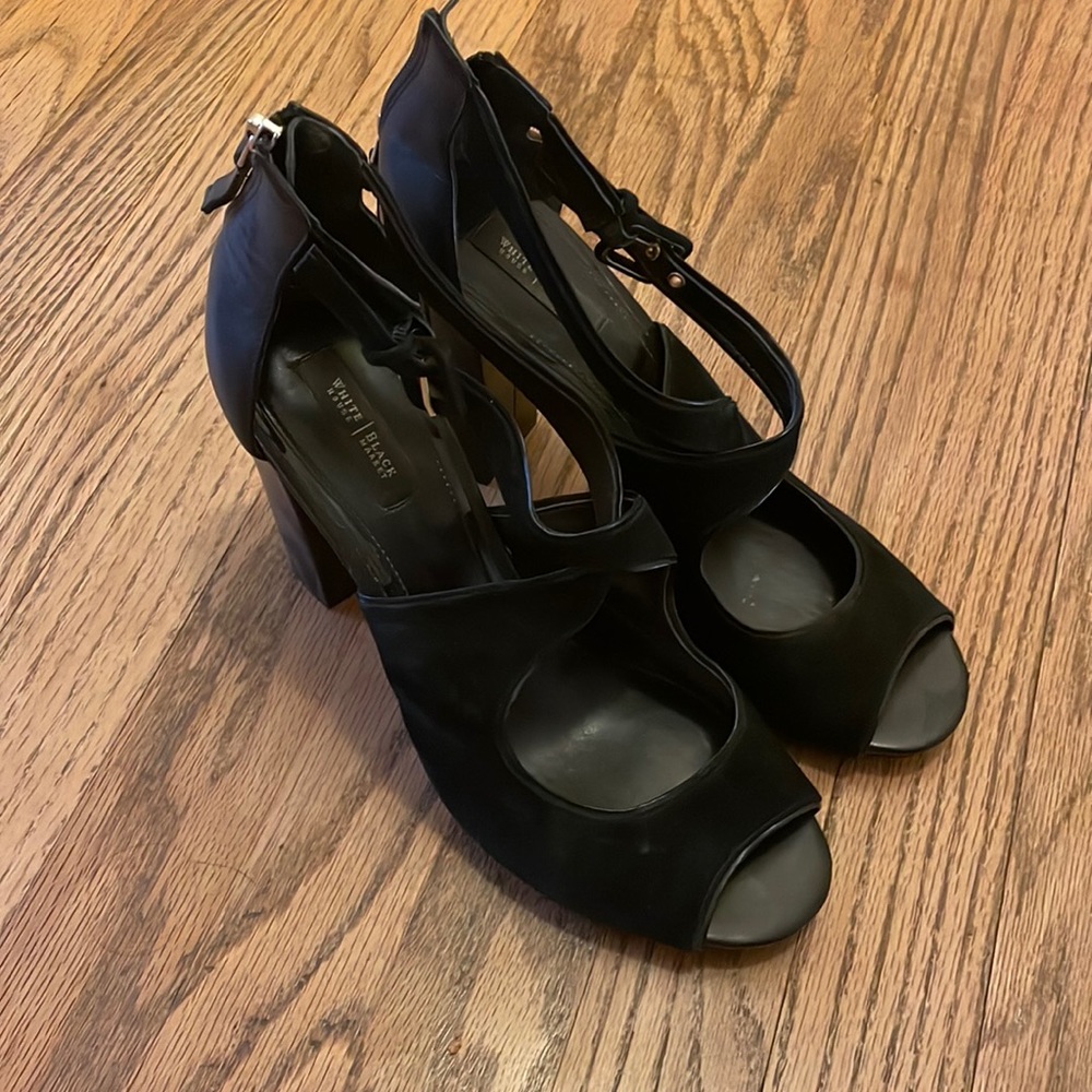 Black suede heels